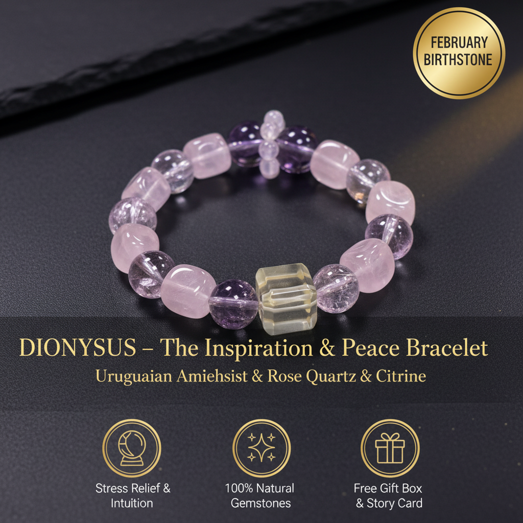 【2月守護神｜狄奧尼索斯 Dionysus】靈感之泉・心靈平靜手鍊